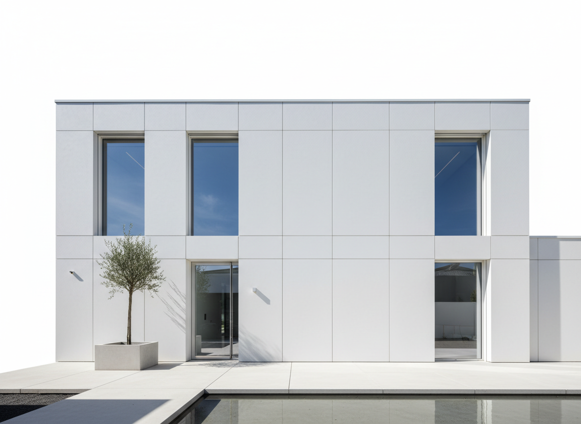 White residential building exterior